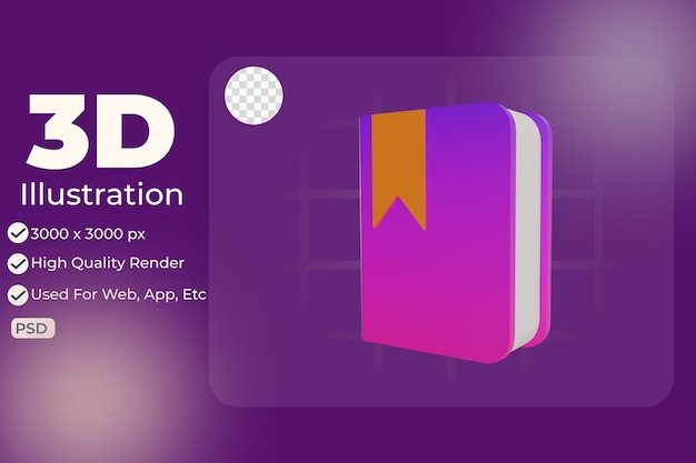 3d illustration object icon book can be used for web app info graphic etc