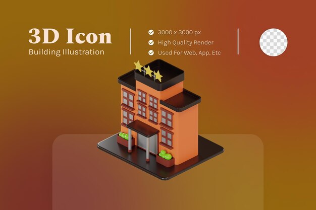 PSD 3d illustration object icon building