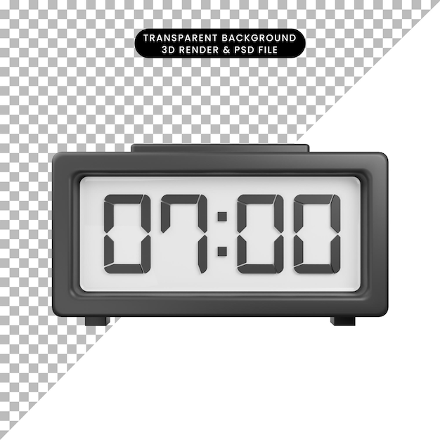 PSD illustrazione 3d icona oggetto orologio stile di rendering 3d