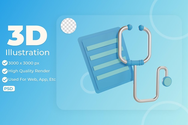 3d illustration object icon healthcare stethoscope can be used for web app info graphic etc