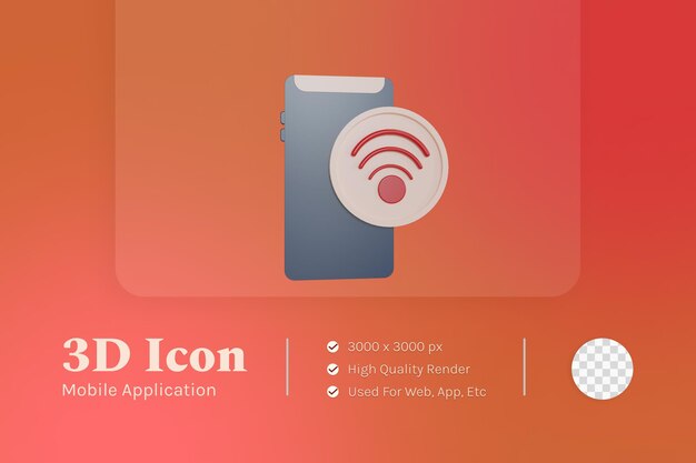 PSD 3d illustration object icon mobile phone wifi