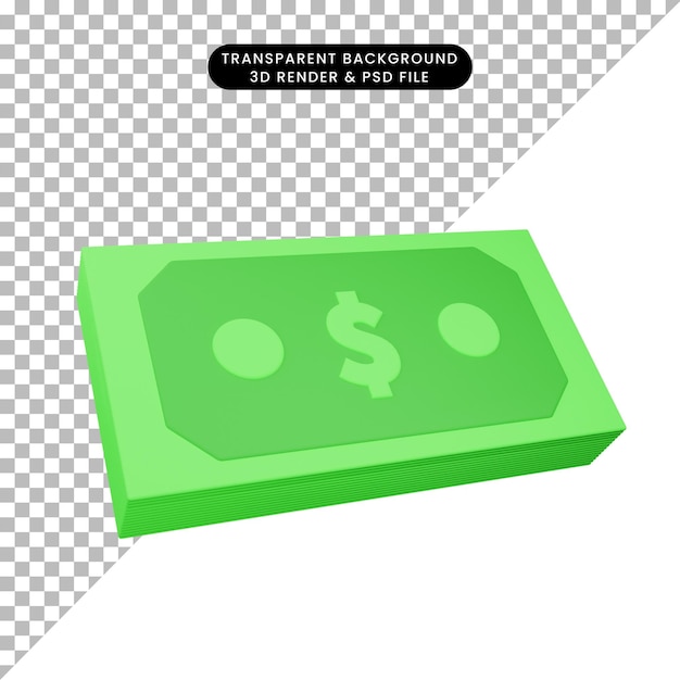 Illustrazione 3d icona oggetto denaro stile di rendering 3d