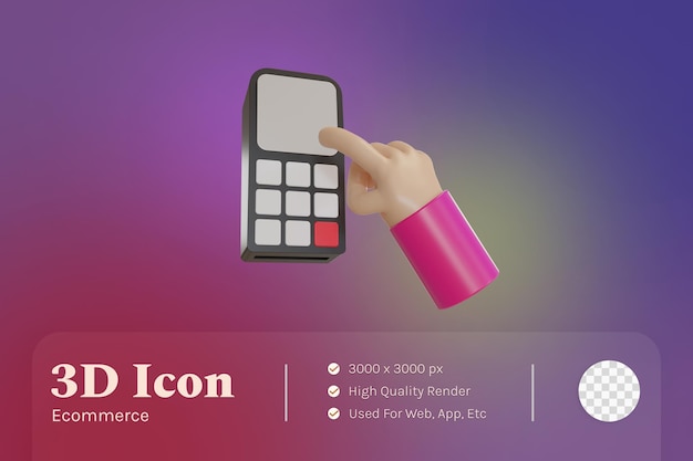 3d illustration object icon pos machine