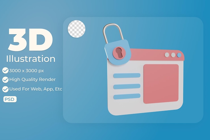 PSD 3d illustration object icon security password can be used for web app info graphic etc