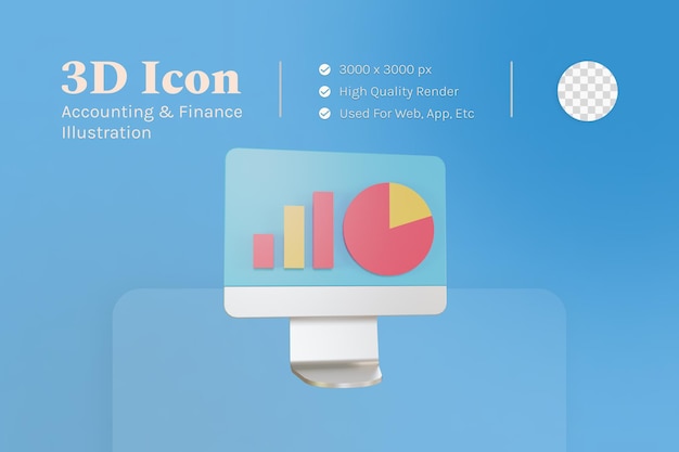 3d illustration object icon stock chart analysis
