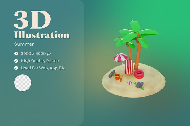 PSD 3d illustration object summer