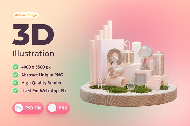 3d illustration objekt abstrakt med podium geometri form brugt til web app print etc