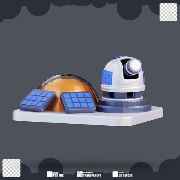 PSD 3d illustration of observatory 3