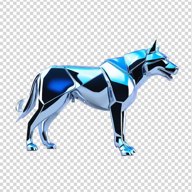PSD 3d illustration of a blue metal horse on a transparent background