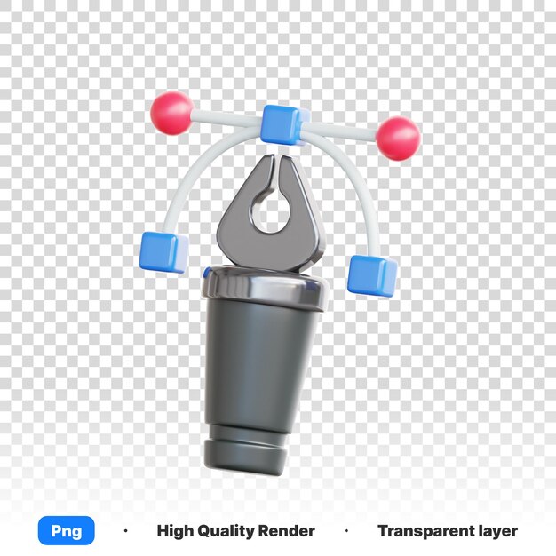 3d illustration of a chemical structure element with screw driver below in transparent background