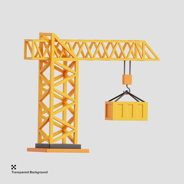3D illustration of a crane a heavyduty construction machine used for building