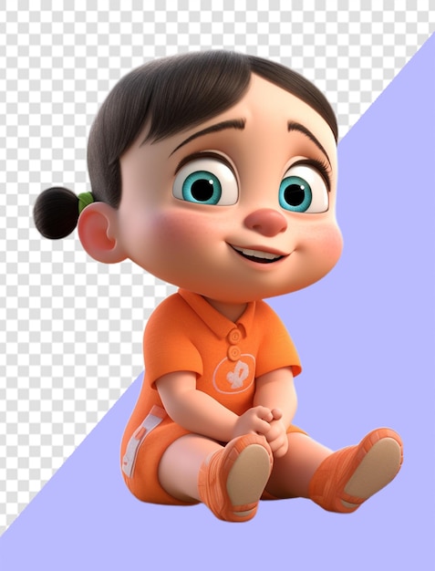 PSD 笑顔の表情を持つキュートで愛らしい小さな子供のキャラクターの 3 d イラストレーション