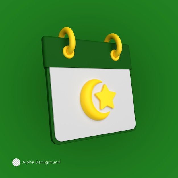 PSD 3d иллюстрация зеленого календаря рамадана.