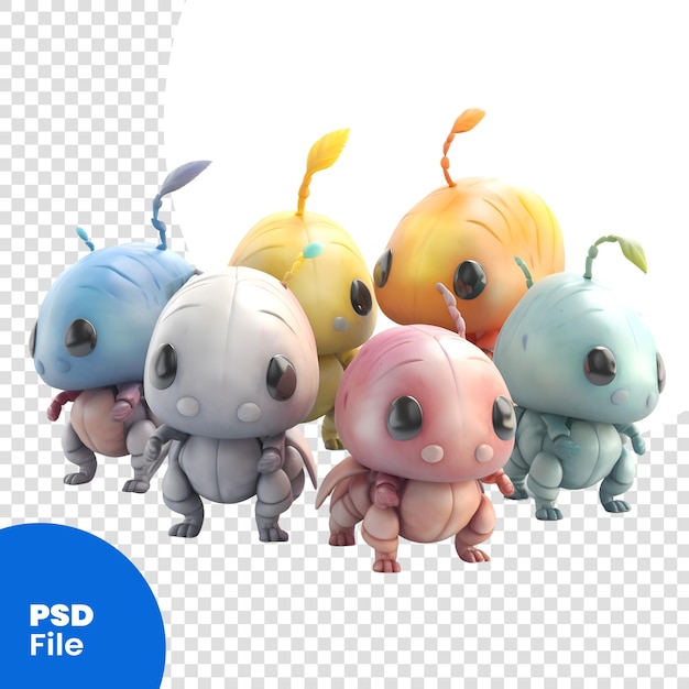 PSD ⁇ 색 바탕 psd 템플릿과 함께 개미 그룹의 3d 일러스트레이션