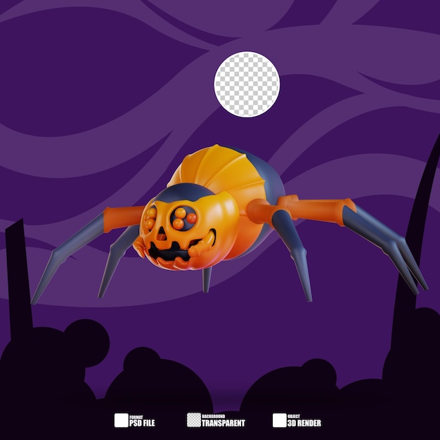 PSD 3d иллюстрация хэллоуинского паука 4