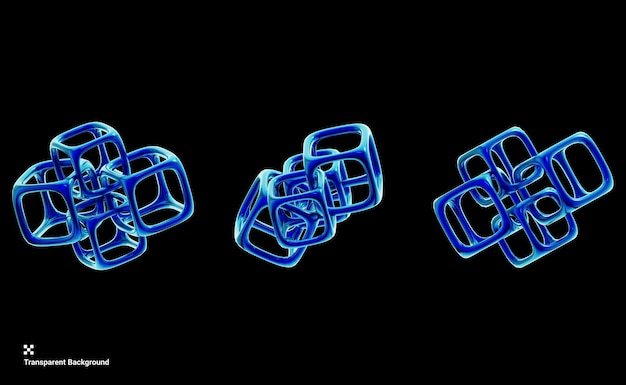 3D Illustration of a Y2K Geometric Shape with a Cubes Shape