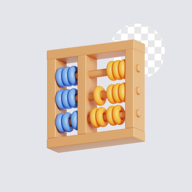 3d illustration of abacus for learning to count counting numbers