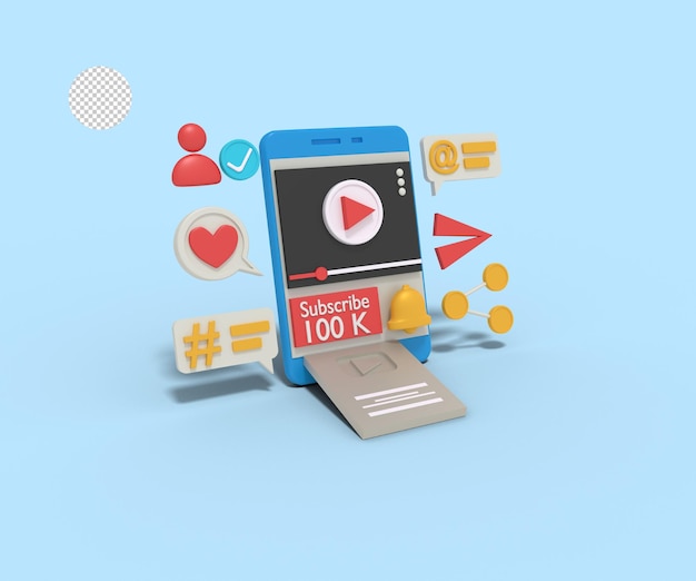 3d illustration of achievement of one hundred thousand subscribers