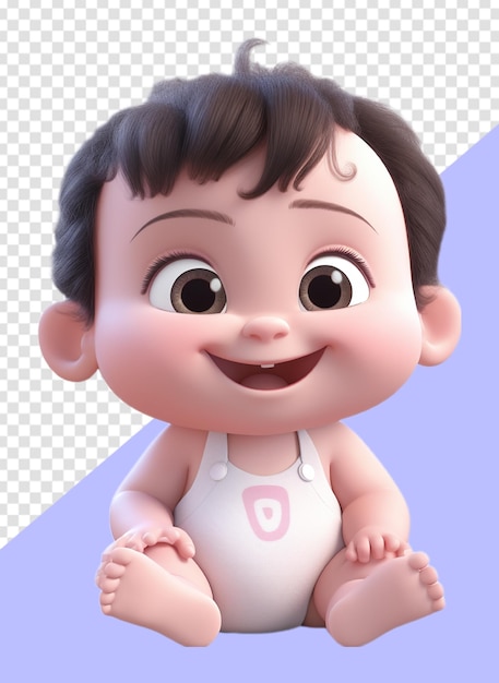 笑った表情を持つ愛らしいかわいい赤ちゃんキャラクターの 3 d イラストレーション