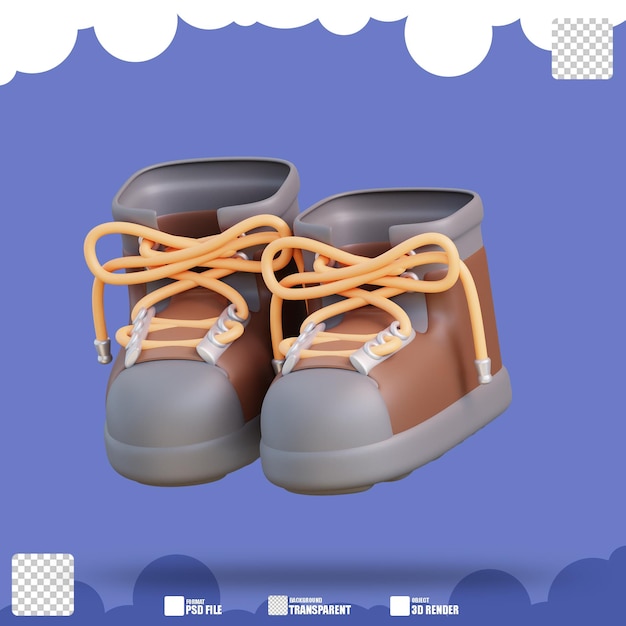 PSD 3d иллюстрация авантюрных ботинок 2