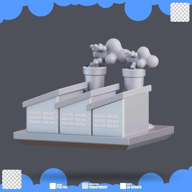 3d illustration of air pollution by factory 3