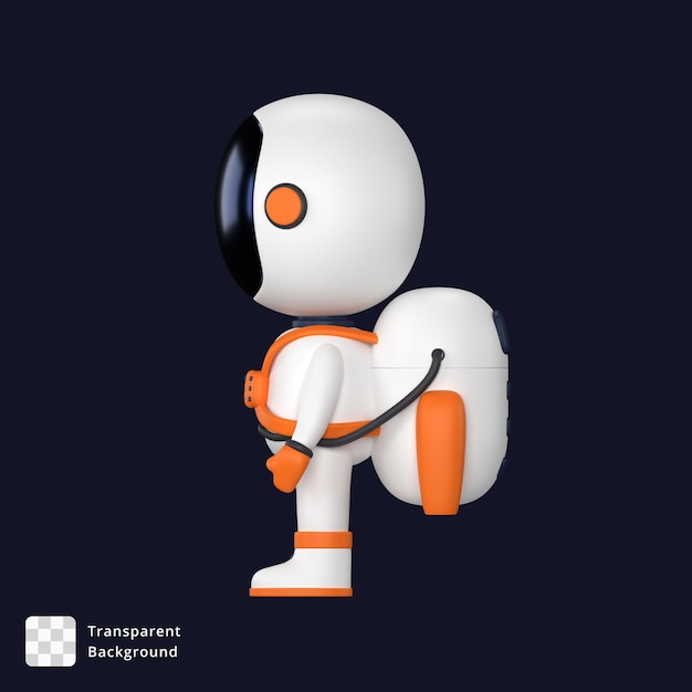 3D illustration of an astronaut from side angle