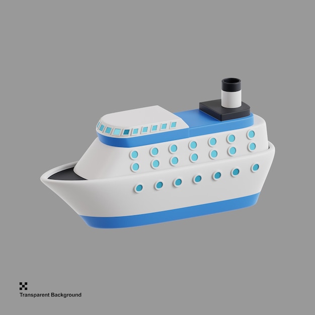 3D illustration of an icon representing a cruise ship