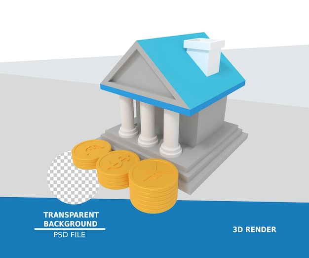 銀行と金融の建物の3dイラスト