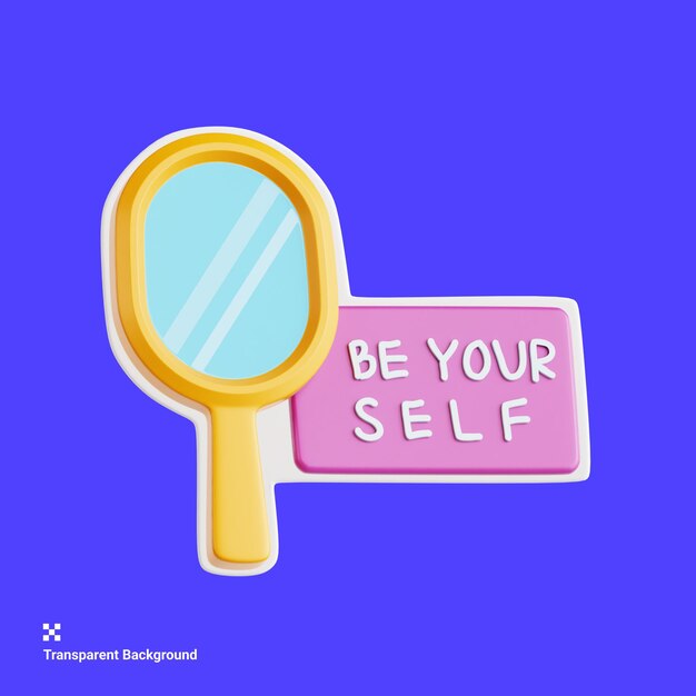 PSD be yourself positive vibe sticker의 3d 일러스트레이션