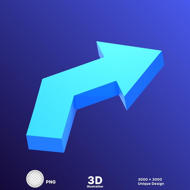 3d illustration of blue road sign digital arrow of traffic light signboard in transparent background