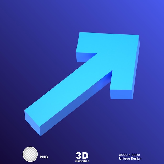 3d illustration of blue road sign digital arrow of traffic light signboard in transparent background