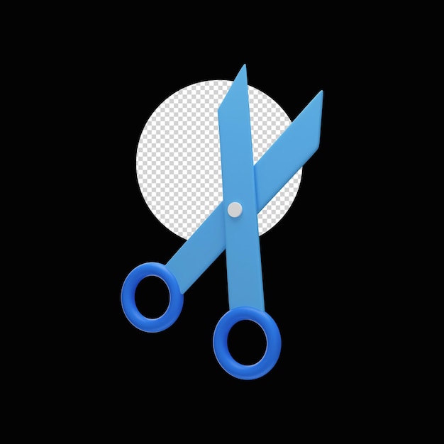 3D Illustration Of Blue Scissor Icon Over Black Background