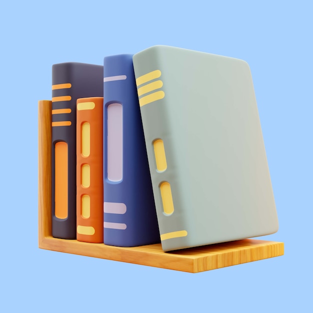 PSD 3d иллюстрации книг на полке