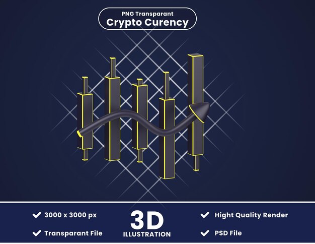 PSD ローソク足チャートの 3 d イラストレーション