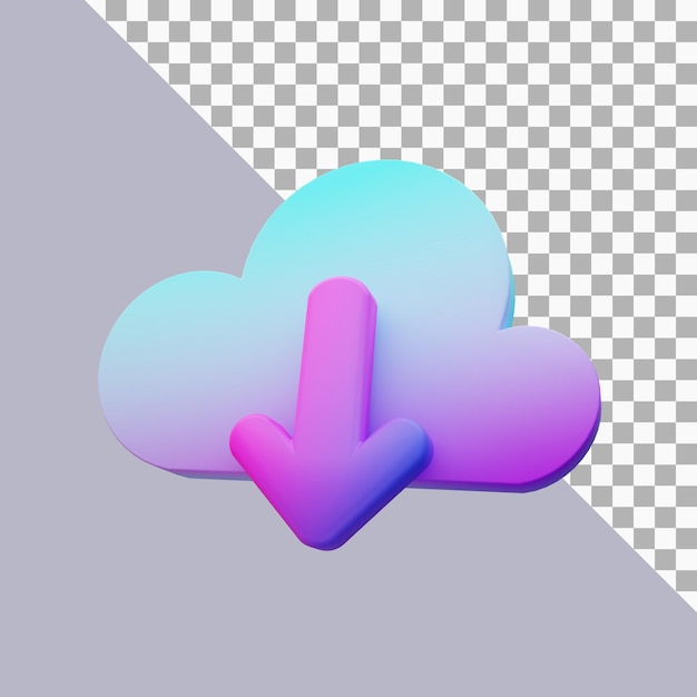 PSD クラウドダウンロードアイコンの3dイラスト