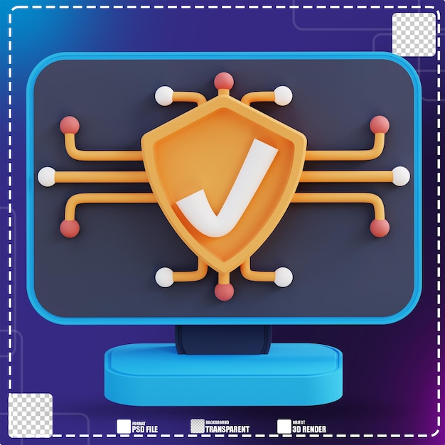 3d illustration of computer security check 2