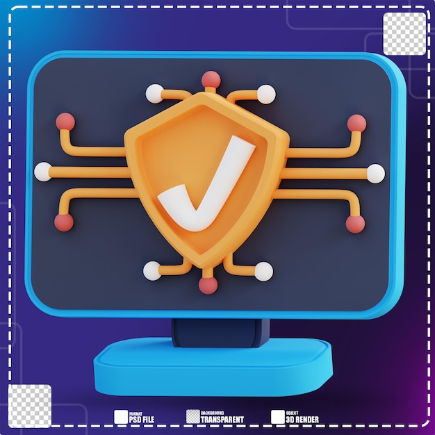 3d illustration of computer security check 3