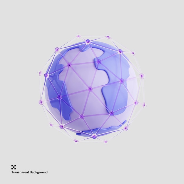 메타버스 네트워크 내의 글로벌 연결의 3d 일러스트레이션