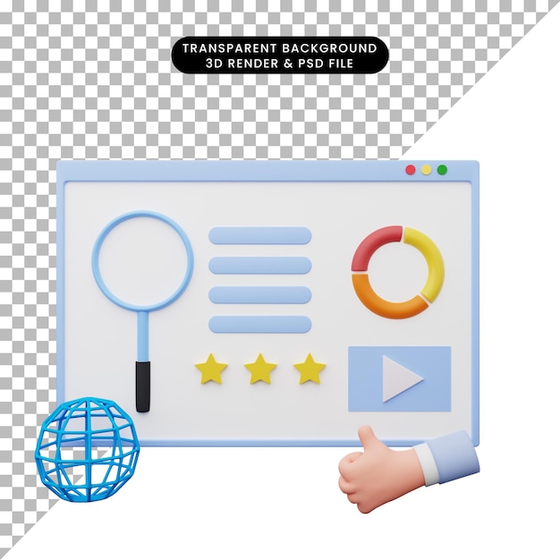 3d illustration of data analysis report