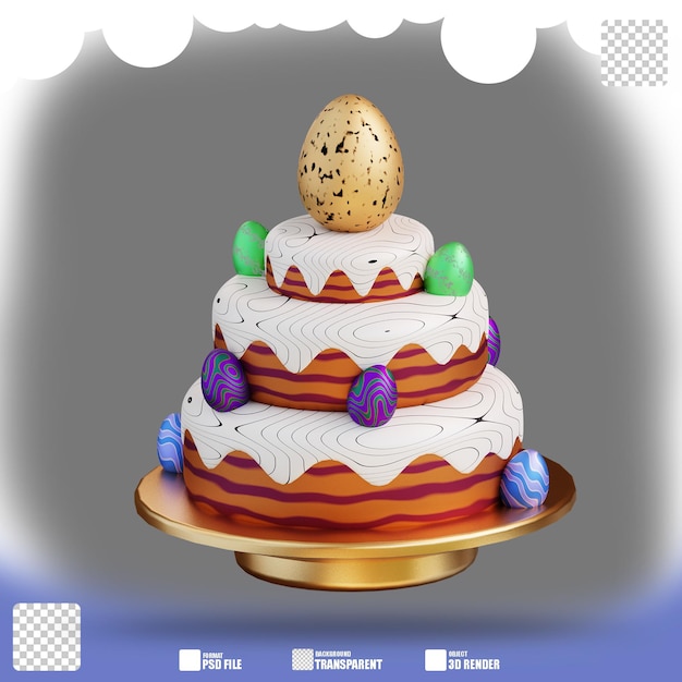 PSD 3d иллюстрация пасхального яичного пирога 2