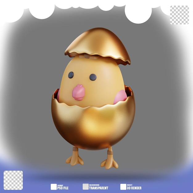 PSD 3d иллюстрация вылупления цыплят из яиц 2