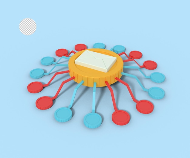 3d illustration of email app network