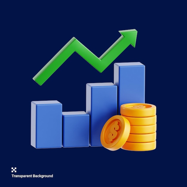 3D Illustration of Financial Graph Mastery in the Stock Market Realm