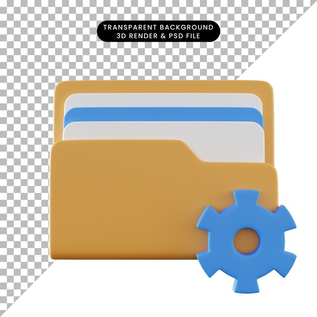 3d illustration of folder icon with gear setting