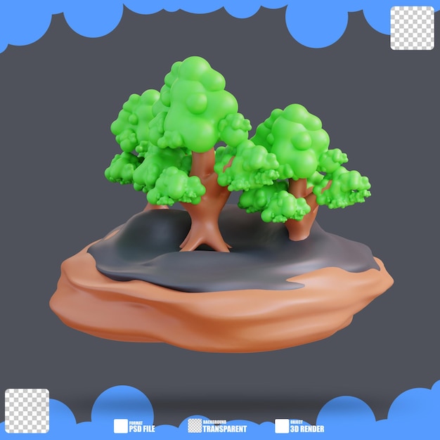 PSD 森 3 の 3 d イラストレーション