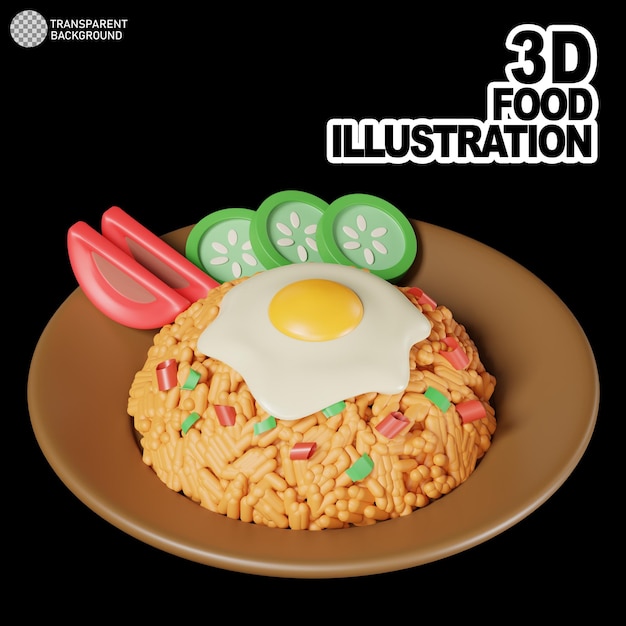 チャーハンの 3 d イラストレーション