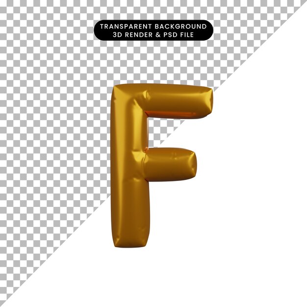 3d иллюстрации золотой воздушный шар концепции алфавита f