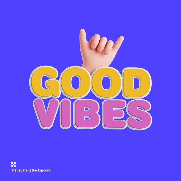 PSD 3d-иллюстрация наклейки good vibe positive vibe