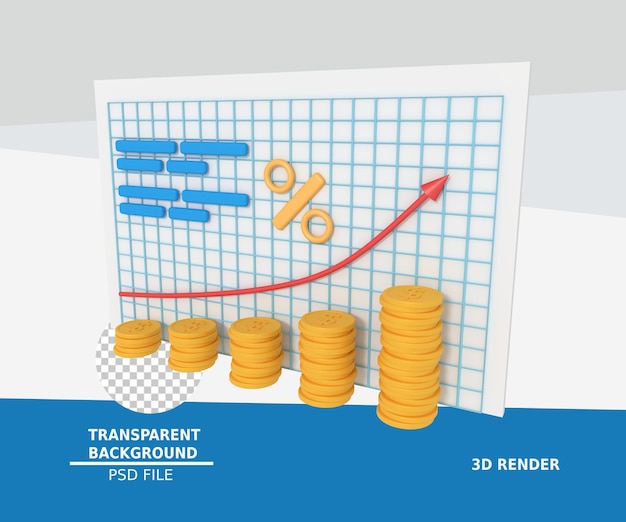 PSD 3d иллюстрация растущего финансирования бизнеса