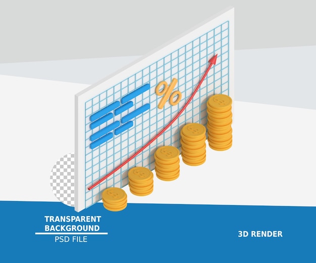 PSD 성장하는 비즈니스 금융의 3d 일러스트